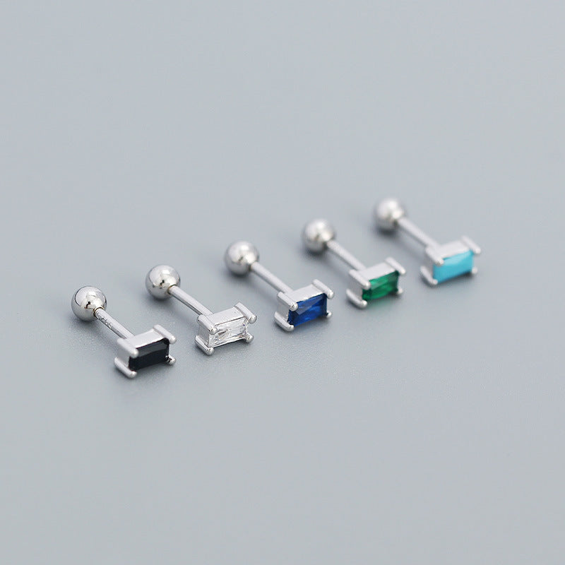 Lumina Splash 925 Sterling Silver Rectangle Stud Earrings