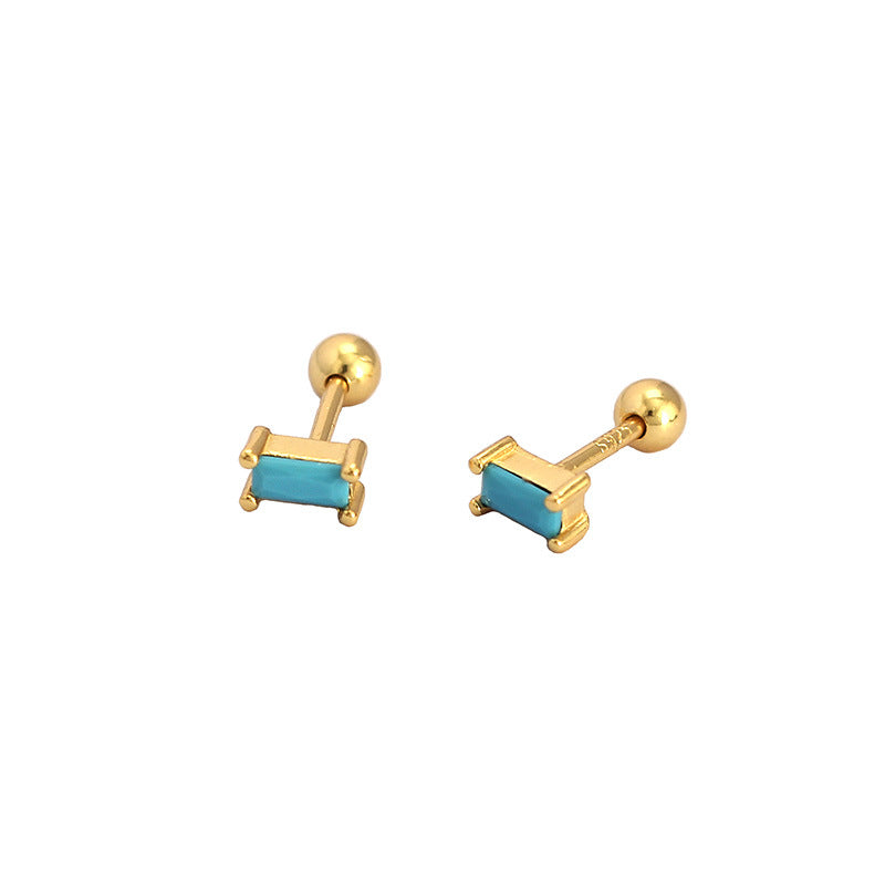 Lumina Splash 925 Sterling Silver Rectangle Stud Earrings