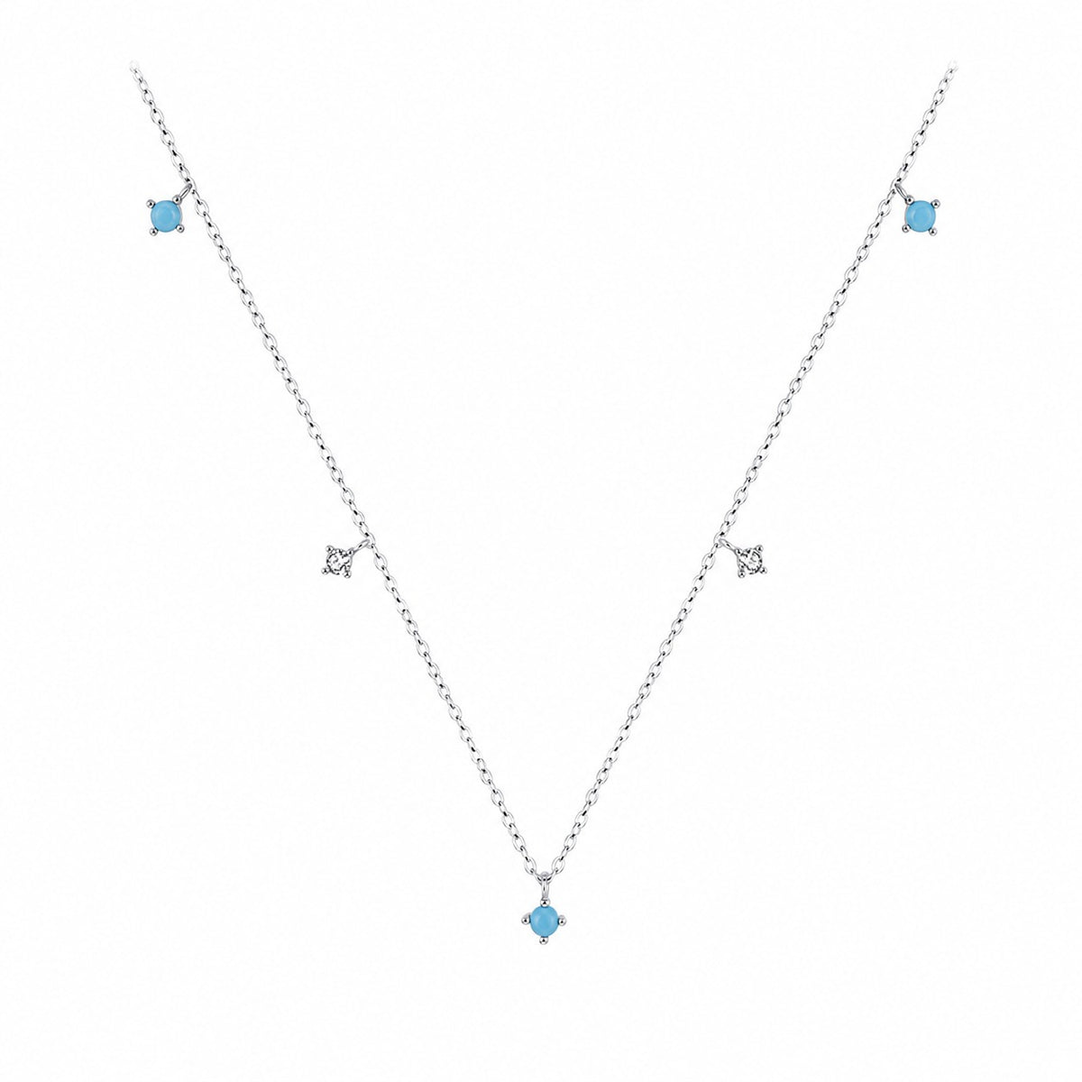 Lumina Sky Turquoise 925 Sterling Silver Geometric Necklace