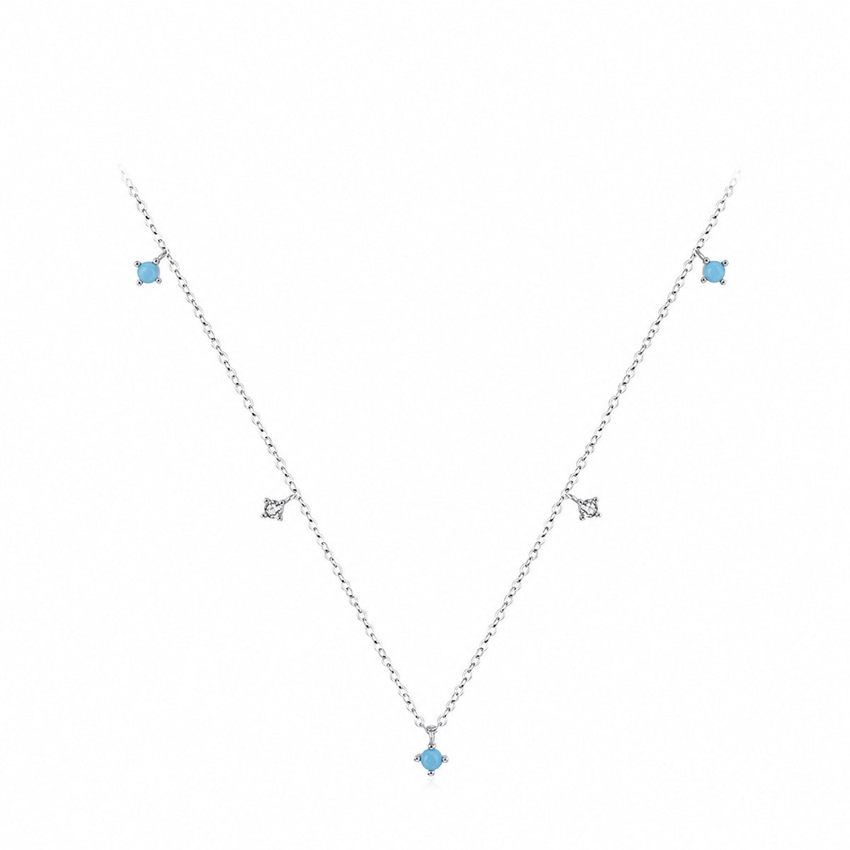 Lumina Sky Turquoise 925 Sterling Silver Geometric Necklace