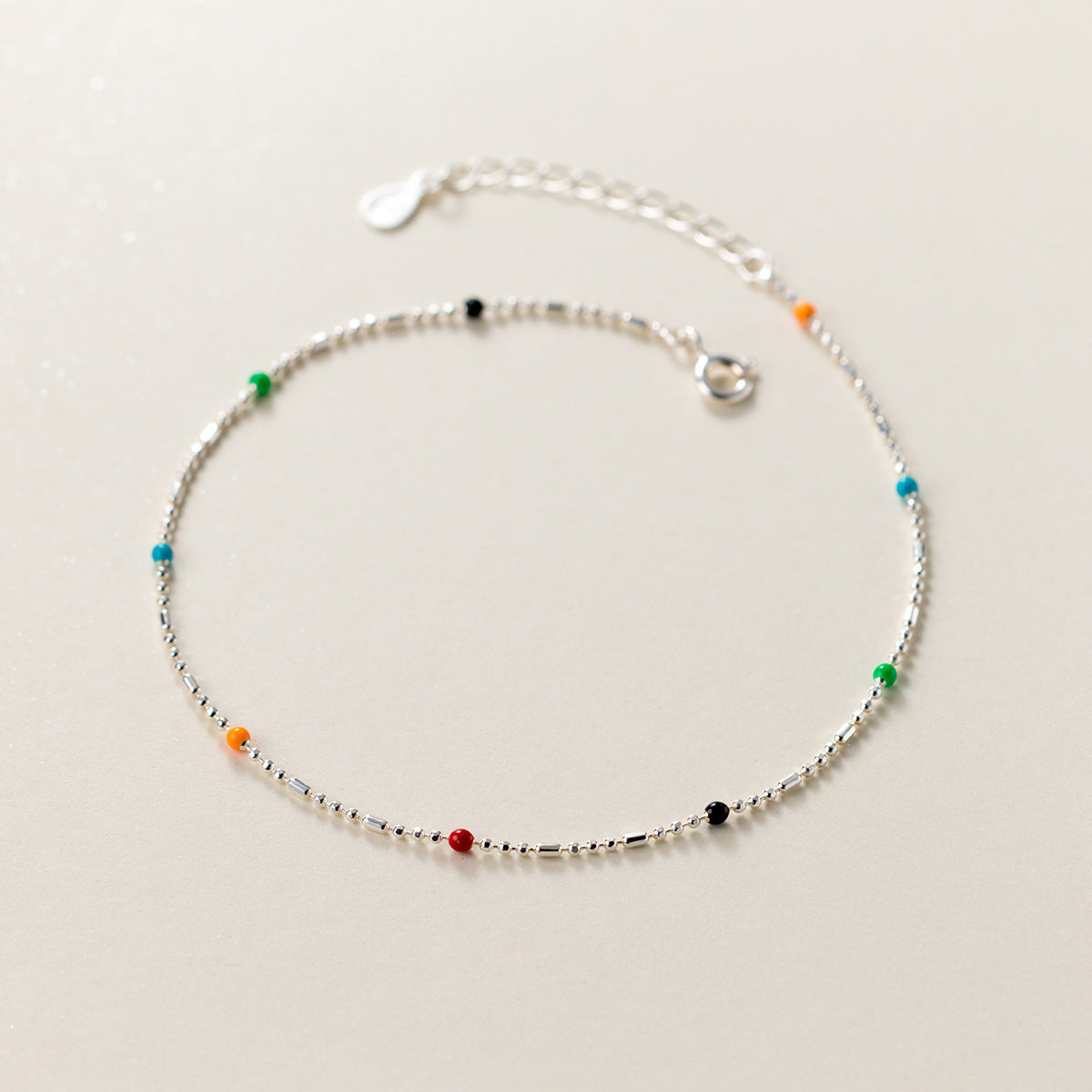 Lumina Splash 925 Sterling Silver Multicolour Bead Anklet