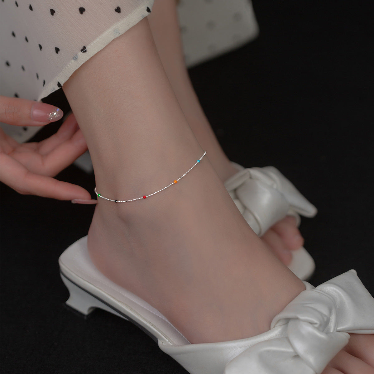 Lumina Splash 925 Sterling Silver Multicolour Bead Anklet