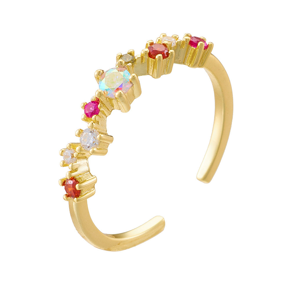 Lumina Splash Cubic Zirconia 925 Sterling Silver Irregular Adjustable Ring