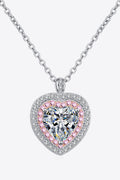 Lumina Heart 1 Carat Moissanite 925 Sterling Silver Cupid Halo Pendant Necklace