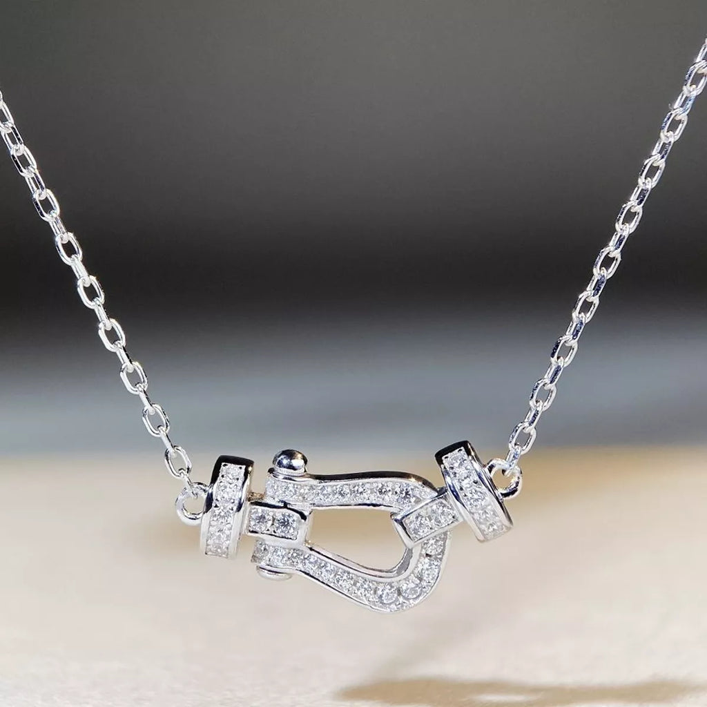 Sensa Moderna Zircon 925 Sterling Silver Horseshoe Necklace