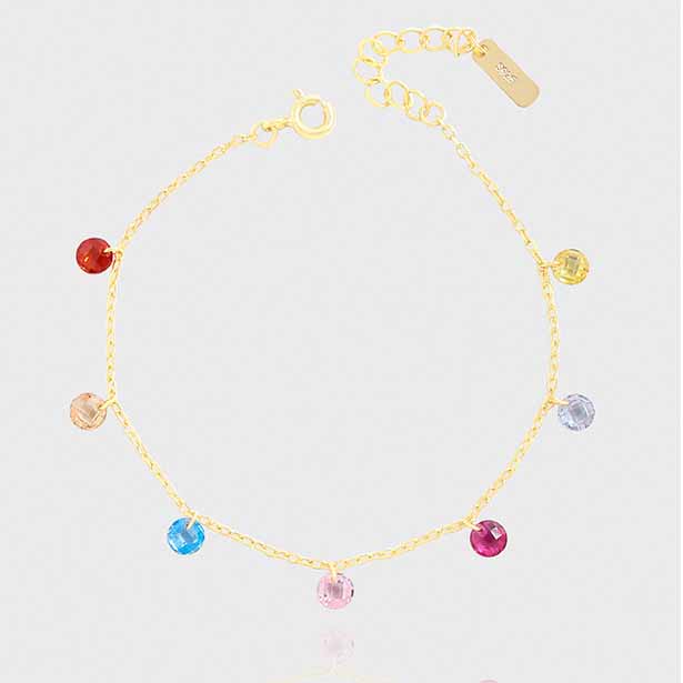 Lumina Splash Cubic Zirconia 925 Sterling Silver Round Stone Bracelet