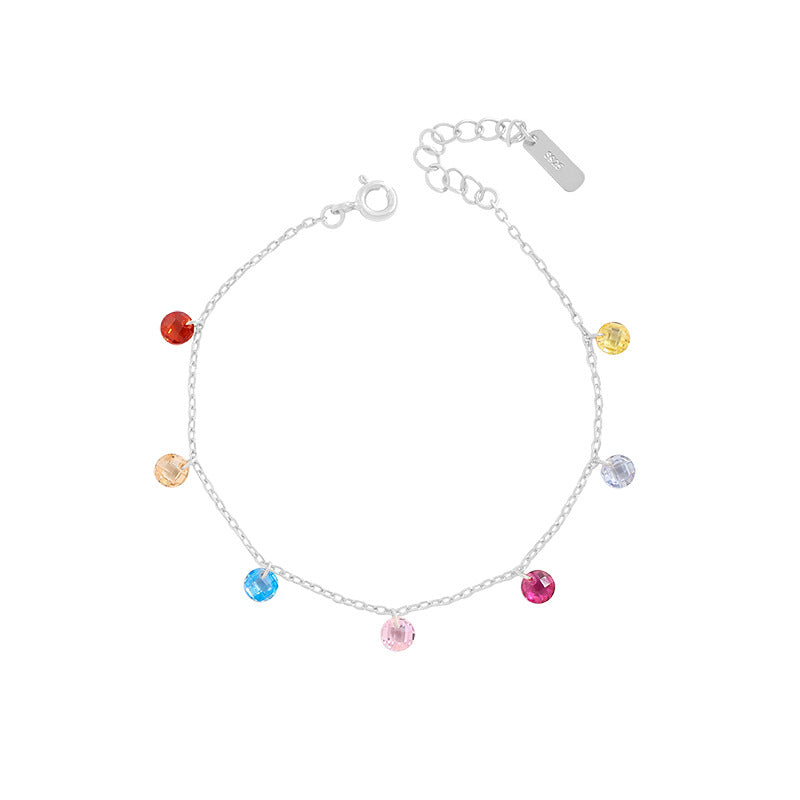 Lumina Splash Cubic Zirconia 925 Sterling Silver Round Stone Bracelet