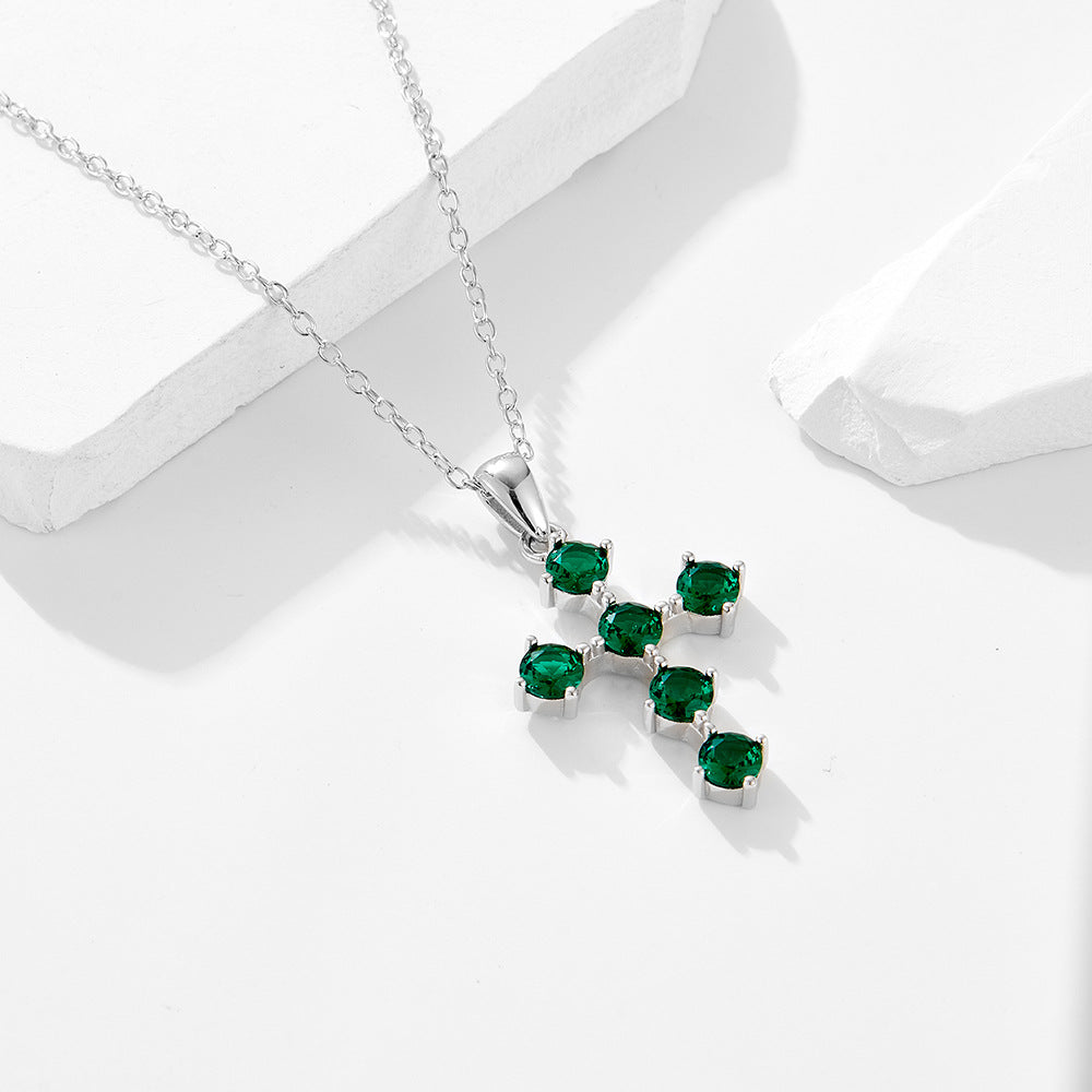 Lumina Splash Cubic Zirconia 925 Sterling Silver Cross Necklace