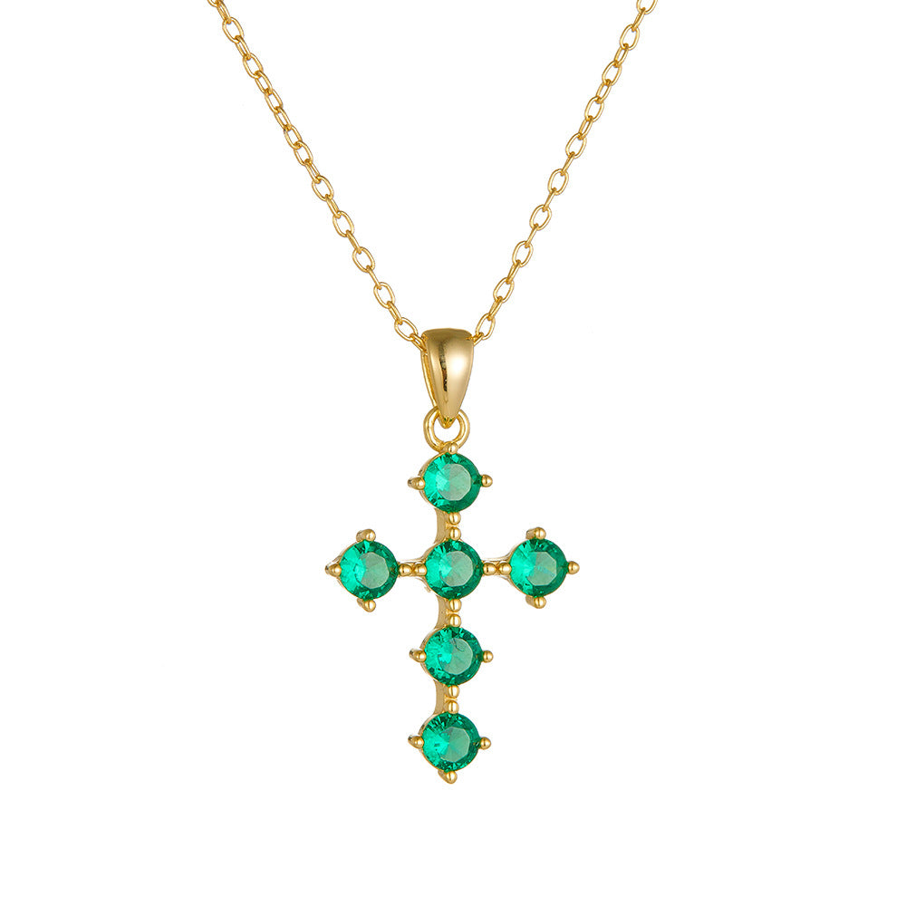 Lumina Splash Cubic Zirconia 925 Sterling Silver Cross Necklace