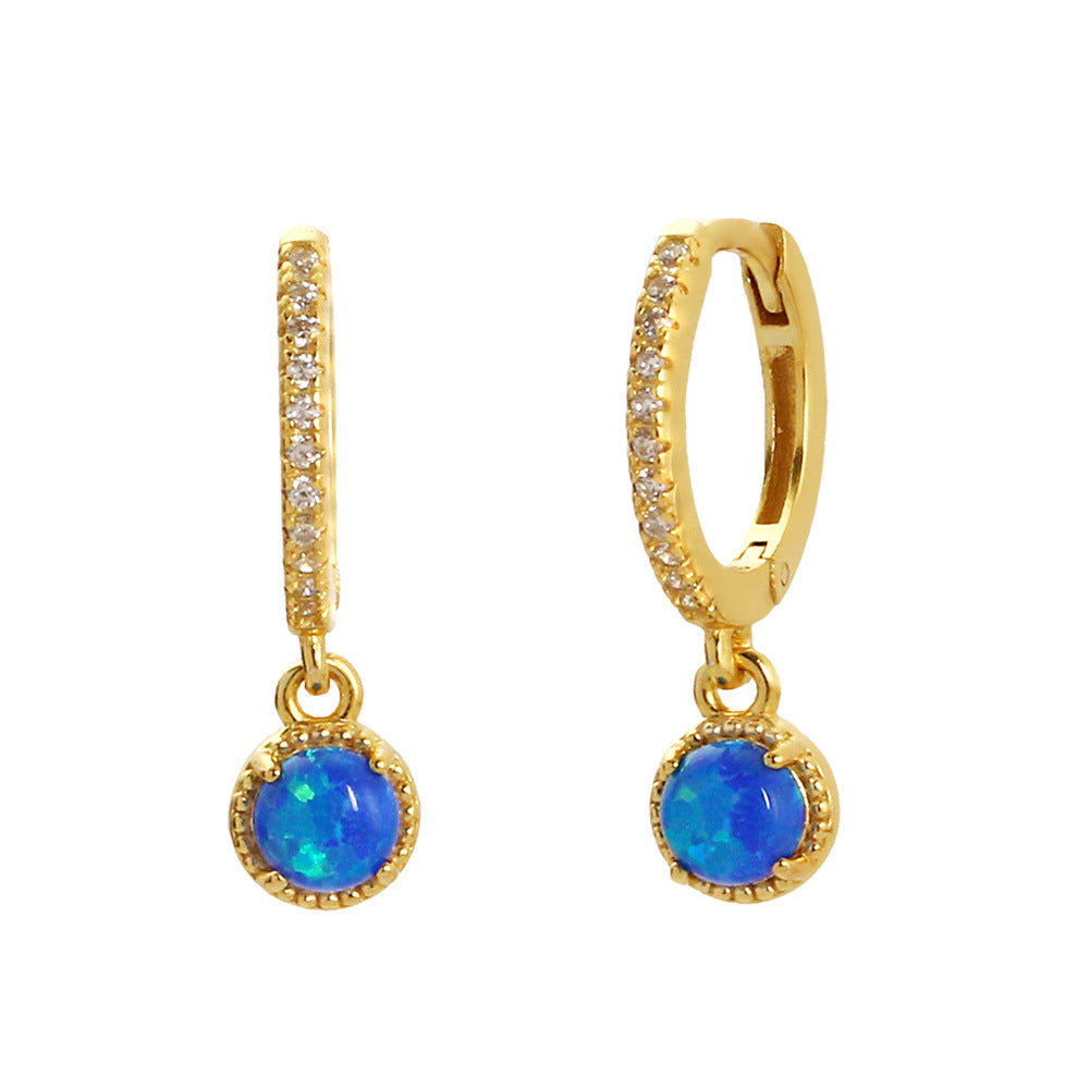 Lumina Sky Opal 925 Sterling Silver Round Drop Hoop Earrings
