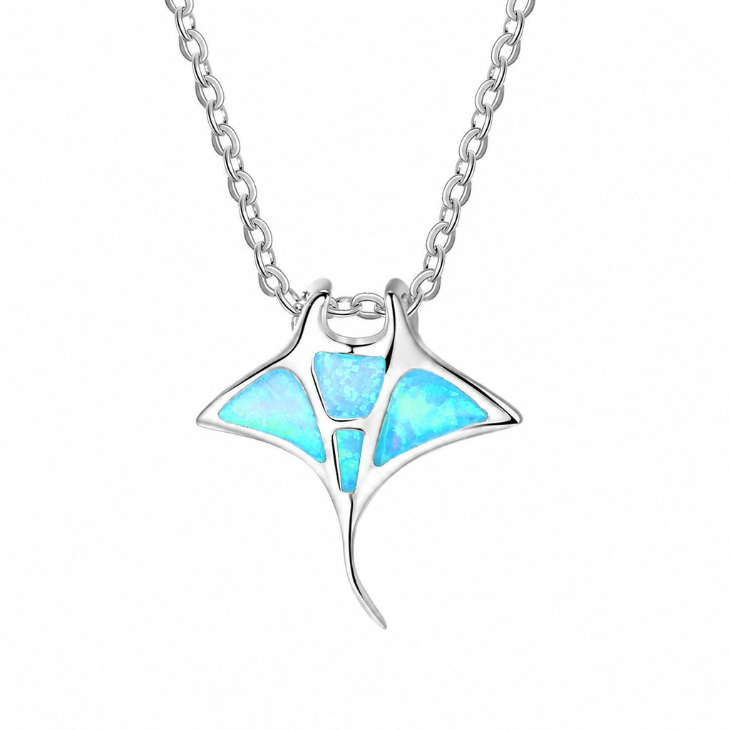 Lumina Sky Synthetic Opal 925 Sterling Silver Ocean Pendant Necklace