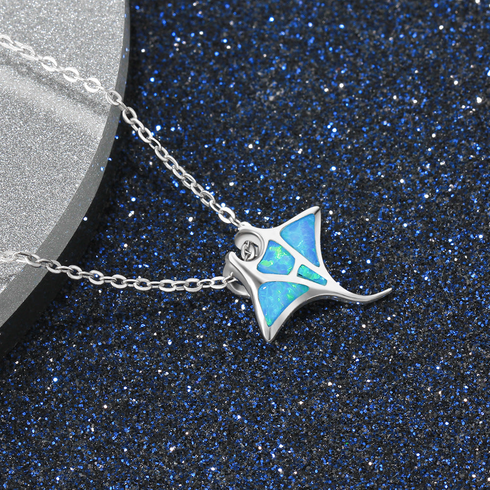 Lumina Sky Synthetic Opal 925 Sterling Silver Ocean Pendant Necklace