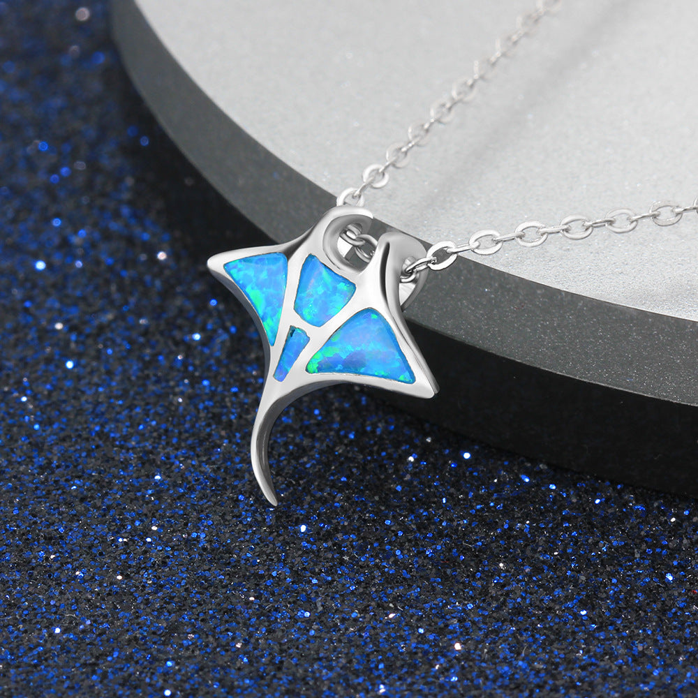 Lumina Sky Synthetic Opal 925 Sterling Silver Ocean Pendant Necklace