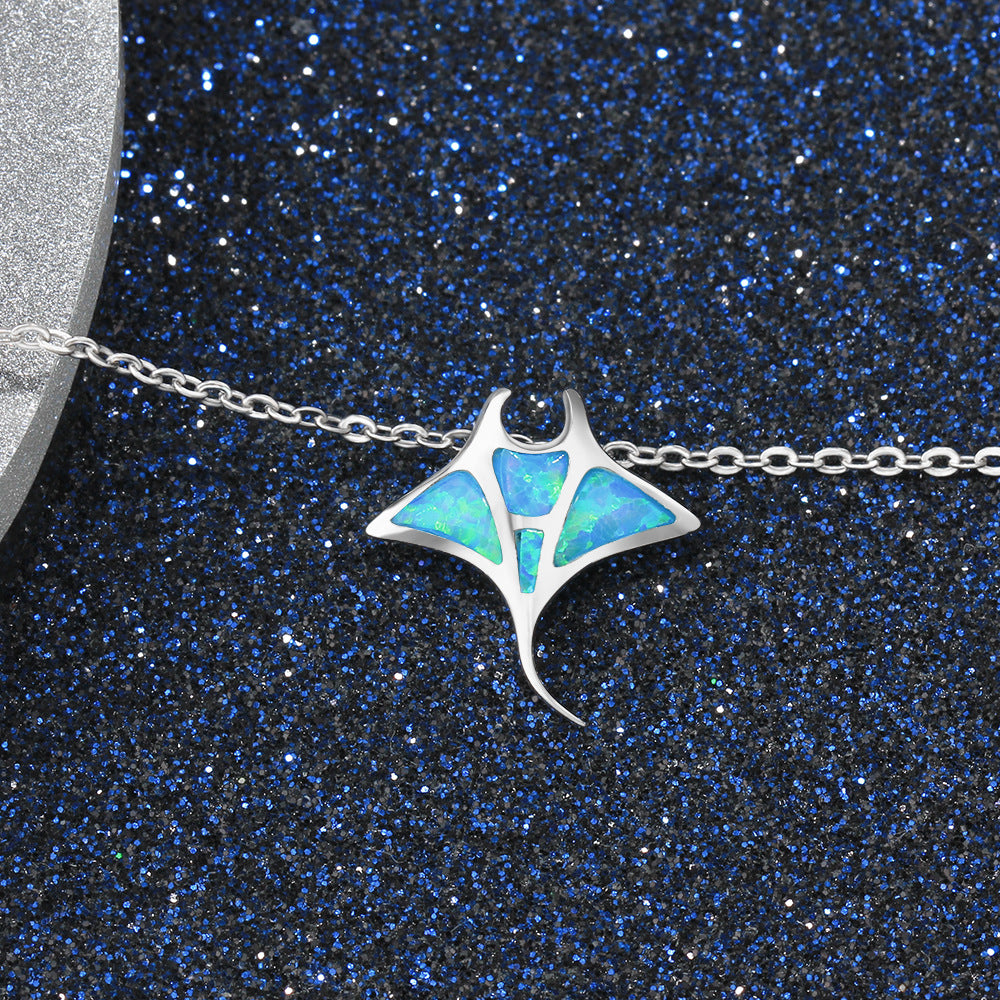 Lumina Sky Synthetic Opal 925 Sterling Silver Ocean Pendant Necklace