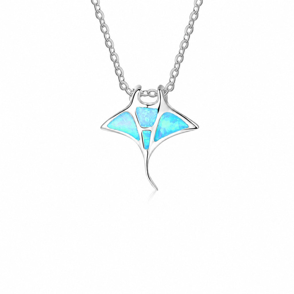 Lumina Sky Synthetic Opal 925 Sterling Silver Ocean Pendant Necklace