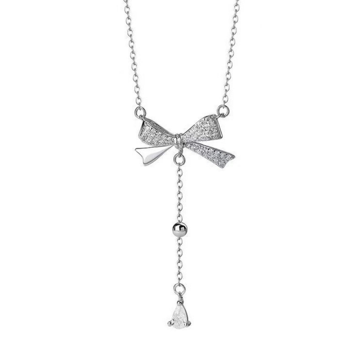 Sensa Moderna 925 Sterling Silver Bow Pendant Necklace
