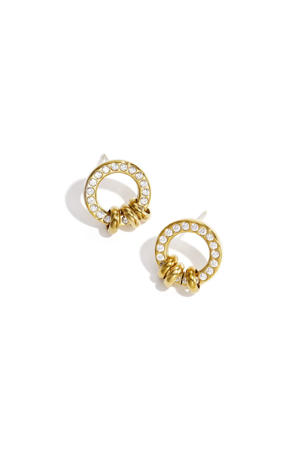 Sensa Grid Zircon Circle Stud Earrings