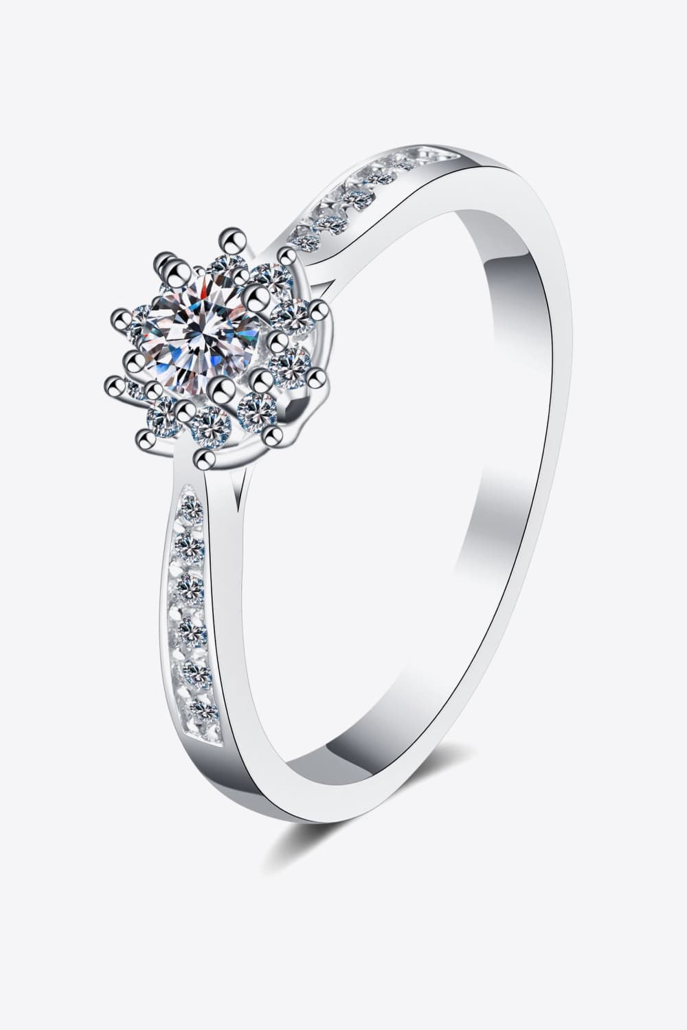 Sensa Moderna 0.2 Carat Moissanite 925 Sterling Silver Snowflake Crossover Ring