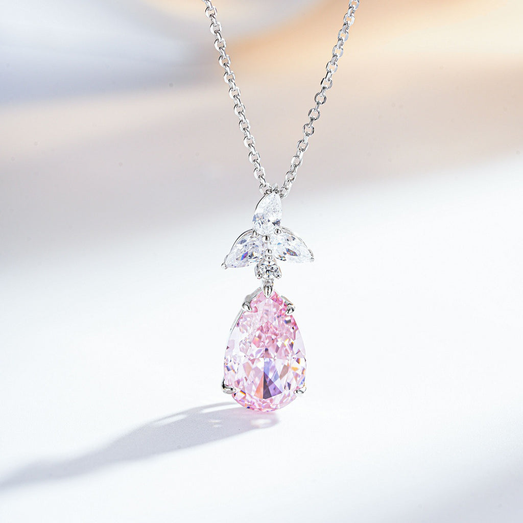 Lumina Splash Cubic Zirconia 925 Sterling Silver Teardrop Necklace