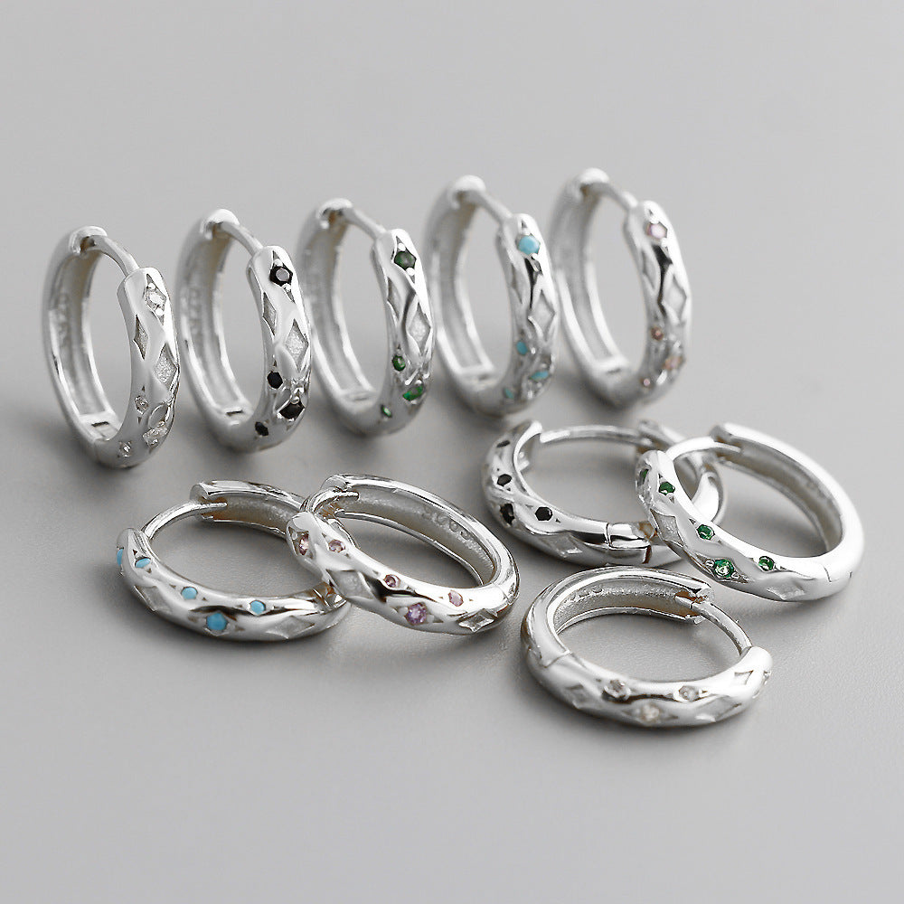 Lumina Splash Cubic Zirconia 925 Sterling Silver Geometric Hoop Earrings