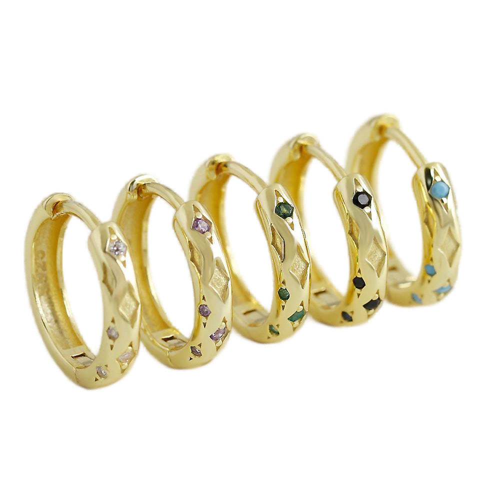 Lumina Splash Cubic Zirconia 925 Sterling Silver Geometric Hoop Earrings