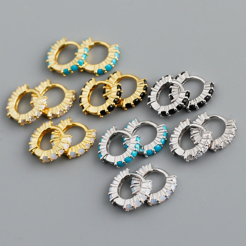 Lumina Splash 925 Sterling Silver Circle Huggie Hoop Earrings