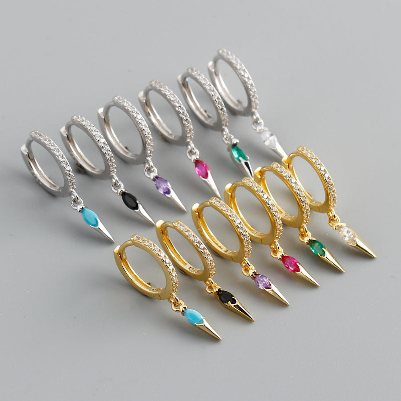Lumina Splash Cubic Zirconia 925 Sterling Silver Spike Earrings