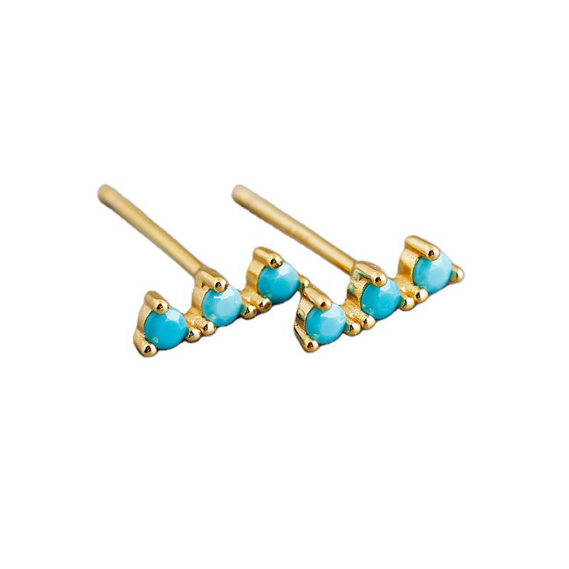 Lumina Sky 925 Sterling Silver Three-Stone Bar Stud Earrings