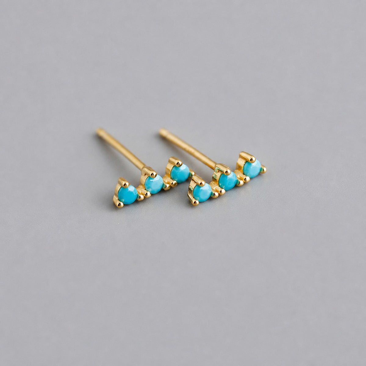 Lumina Sky 925 Sterling Silver Three-Stone Bar Stud Earrings