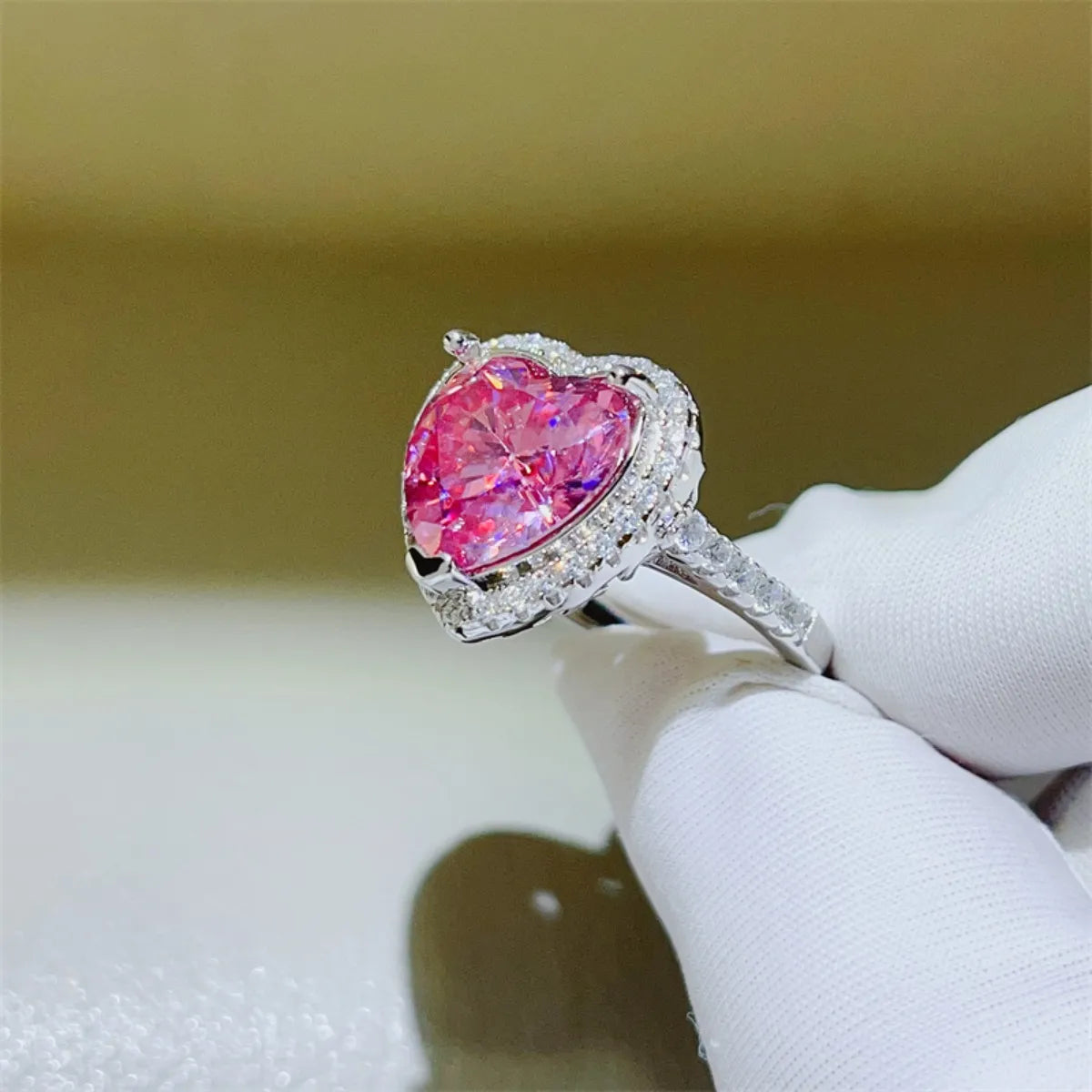 Lumina Heart 5 Carat Moissanite 925 Sterling Silver Beloved Accent Ring