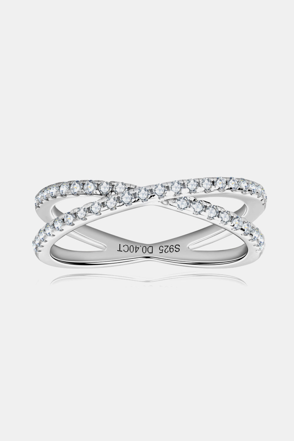 Sensa Moderna 0.4 Carat Moissanite 925 Sterling Silver Crisscross Pavé Ring