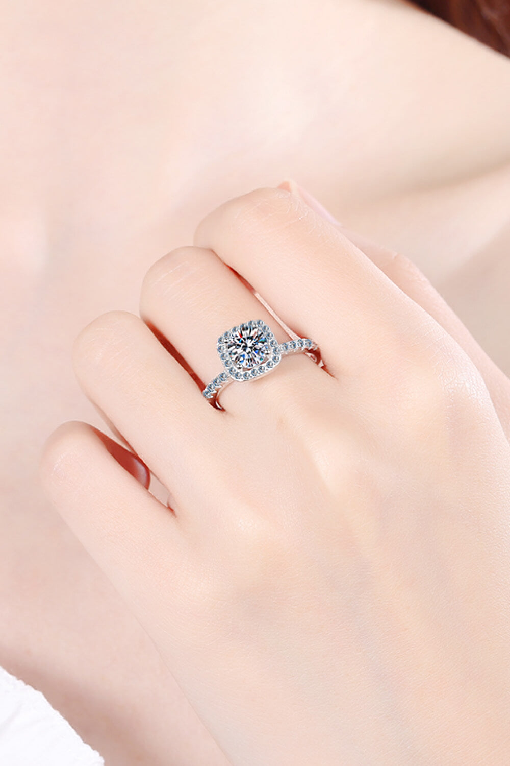 Sensa Moderna 1 Carat Moissanite 925 Sterling Silver Square Ring