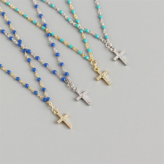 Lumina Sky Cubic Zirconia 925 Sterling Silver Cross Necklace