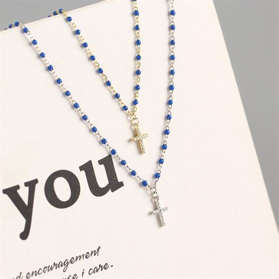 Lumina Sky Cubic Zirconia 925 Sterling Silver Cross Necklace
