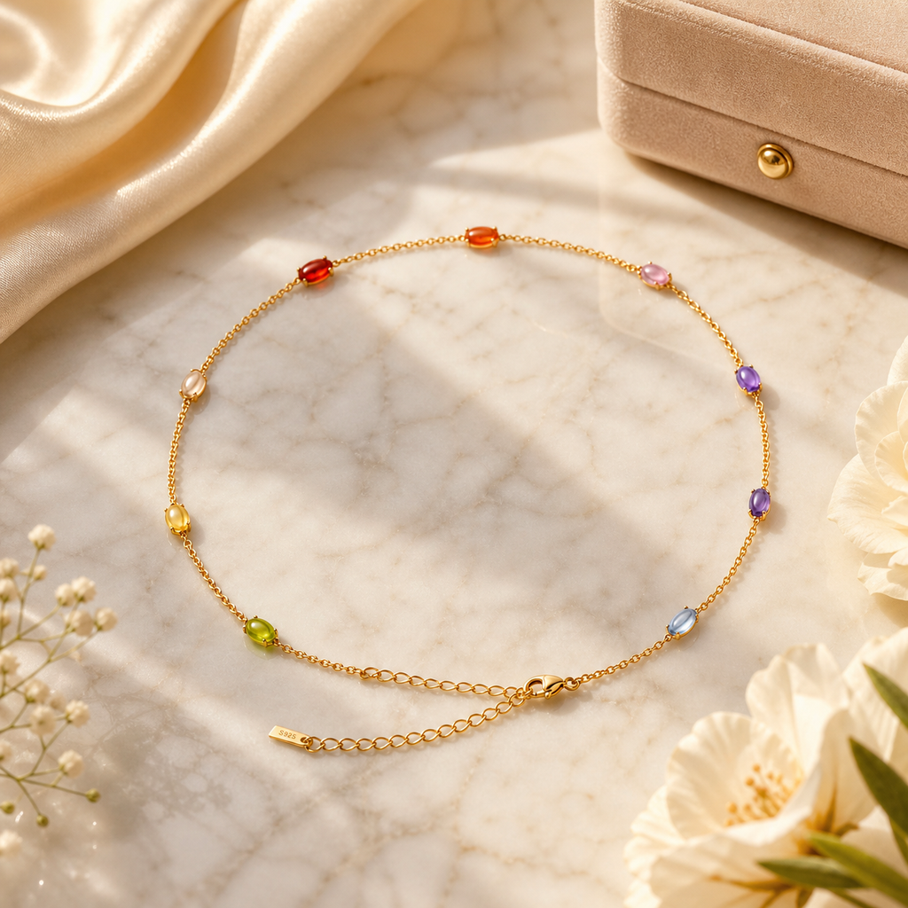 Lumina Splash Multicolour Station Choker Necklace