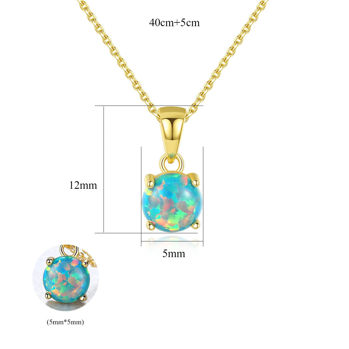 Lumina Sky Created Opal 925 Sterling Silver Round Pendant Necklace