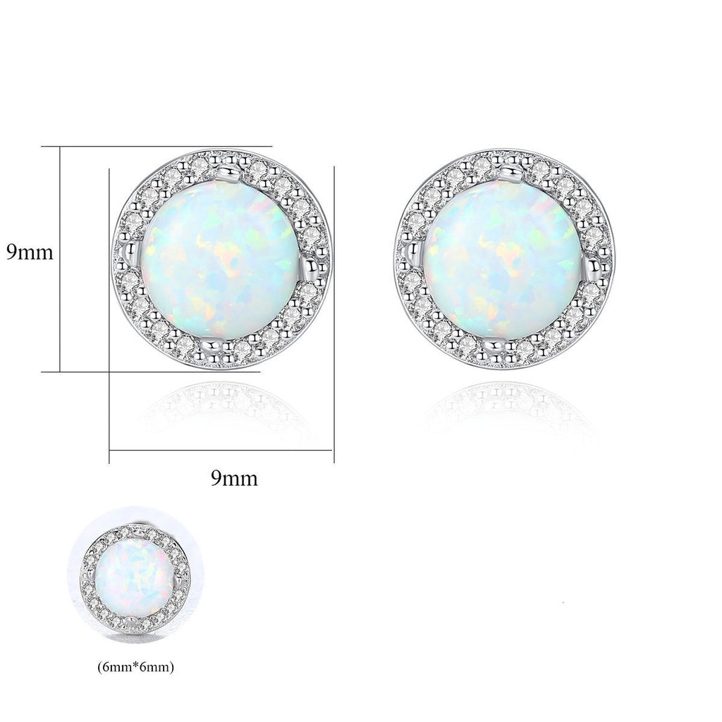 Lumina Sky Opal 925 Sterling Silver Round Stud Earrings