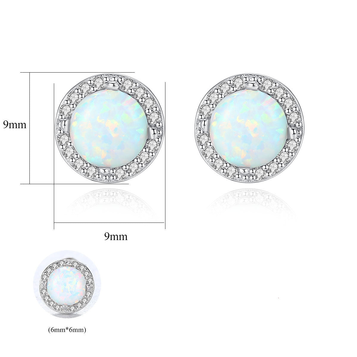 Lumina Sky Opal 925 Sterling Silver Round Stud Earrings
