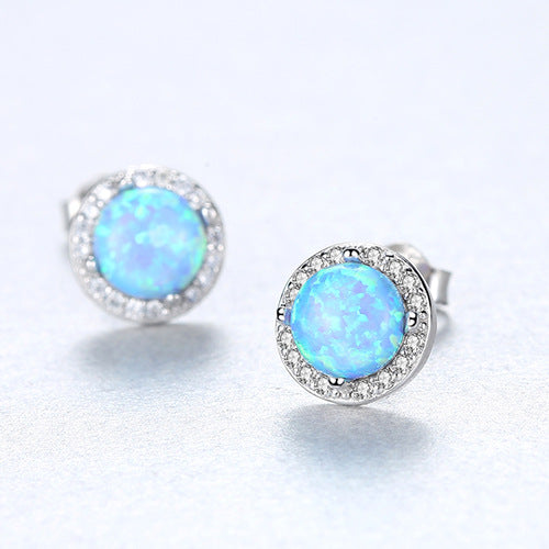 Lumina Sky Opal 925 Sterling Silver Round Stud Earrings