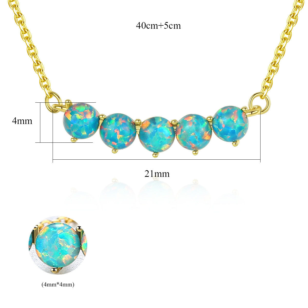 Lumina Sky Opal 925 Sterling Silver Five-Stone Necklace