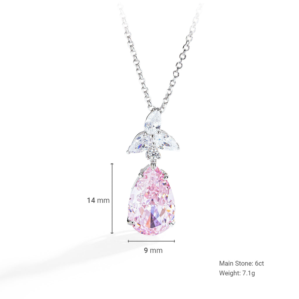 Lumina Splash Cubic Zirconia 925 Sterling Silver Teardrop Necklace