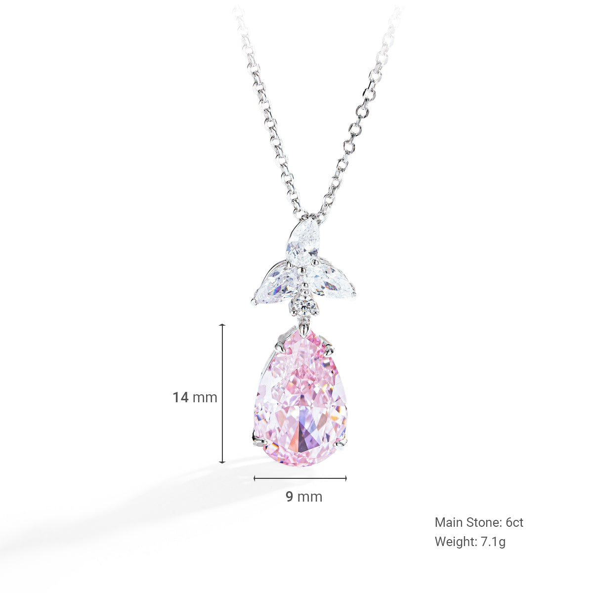 Lumina Splash Cubic Zirconia 925 Sterling Silver Teardrop Necklace