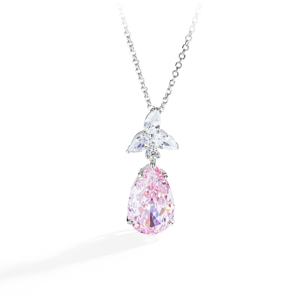Lumina Splash Cubic Zirconia 925 Sterling Silver Teardrop Necklace