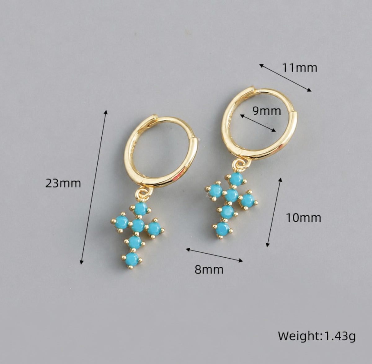 Lumina Splash Cubic Zirconia 925 Sterling Silver Cross Drop Hoop Earrings