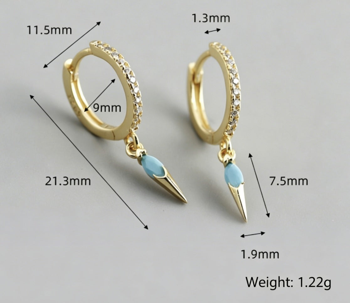 Lumina Splash Cubic Zirconia 925 Sterling Silver Spike Earrings