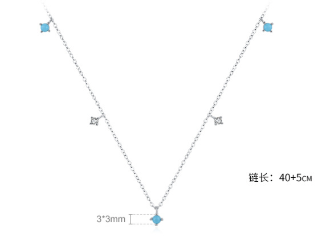 Lumina Sky Turquoise 925 Sterling Silver Geometric Necklace
