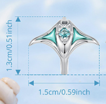 Lumina Sky 925 Sterling Silver Green Epoxy Manta Ray Hoop Earrings