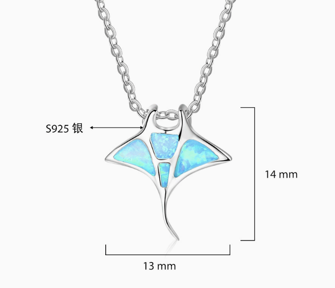 Lumina Sky Synthetic Opal 925 Sterling Silver Ocean Pendant Necklace