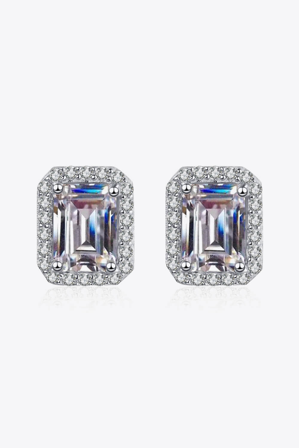 Sensa Moderna 1 Carat Moissanite 925 Sterling Silver Square Stud Earrings