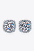 Sensa Moderna 1 Carat Moissanite 925 Sterling Silver Square Halo Stud Earrings